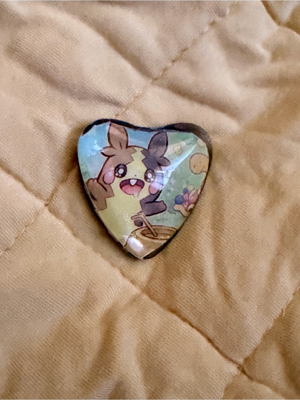 Small Pets Heart-Shaped Decorative Pin in Cream and Pastel Colors